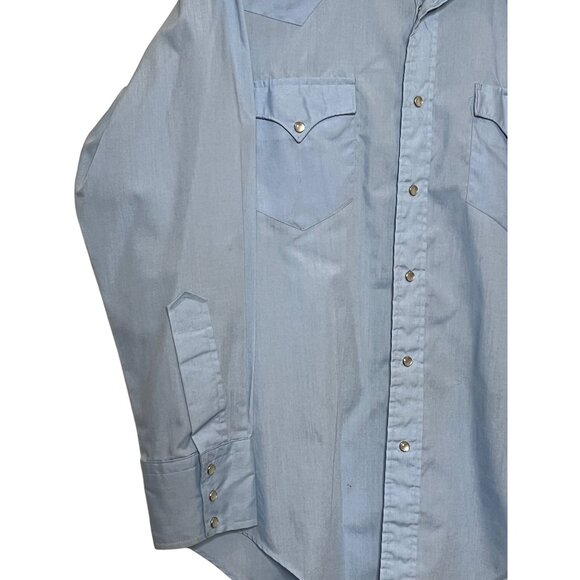 VTG Miller Western Pearl Snap Shirt Light Blue Long Sleeve 70s Style Mens Large - Picture 5 of 15